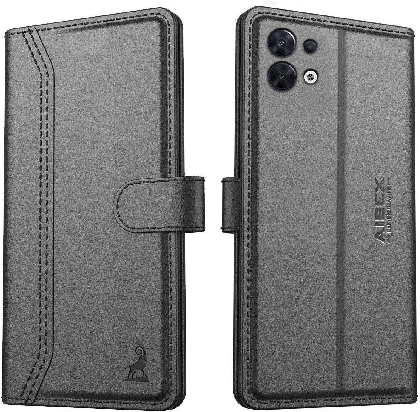 Oppo Reno 8 5G Aibex PU Leather Flip Cover Foldable Stand & Pocket Magnetic Closure - Aibex
